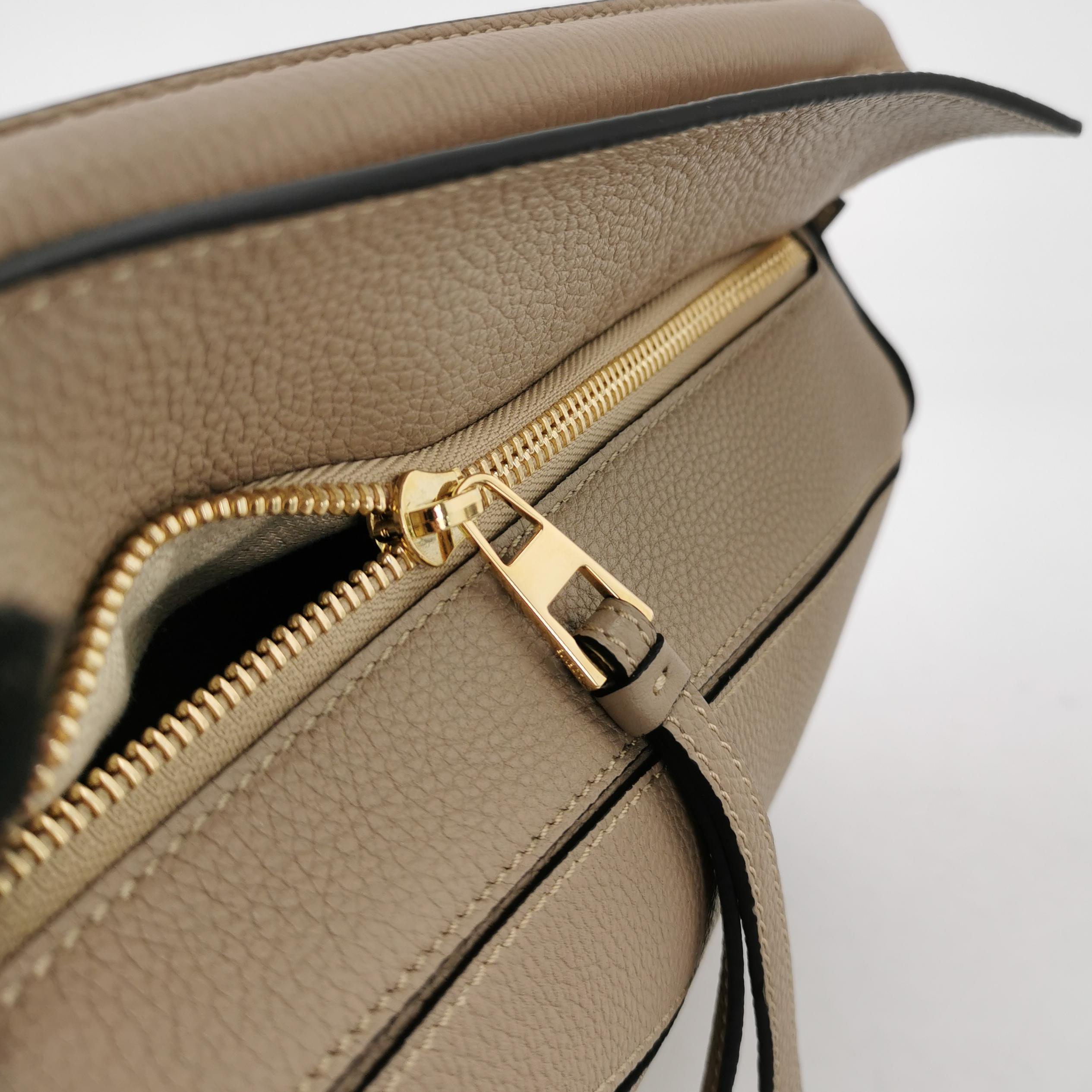 Loewe Taupe Grain Leather Puzzle Small Shoulder Bag with Gold Hardware view 7