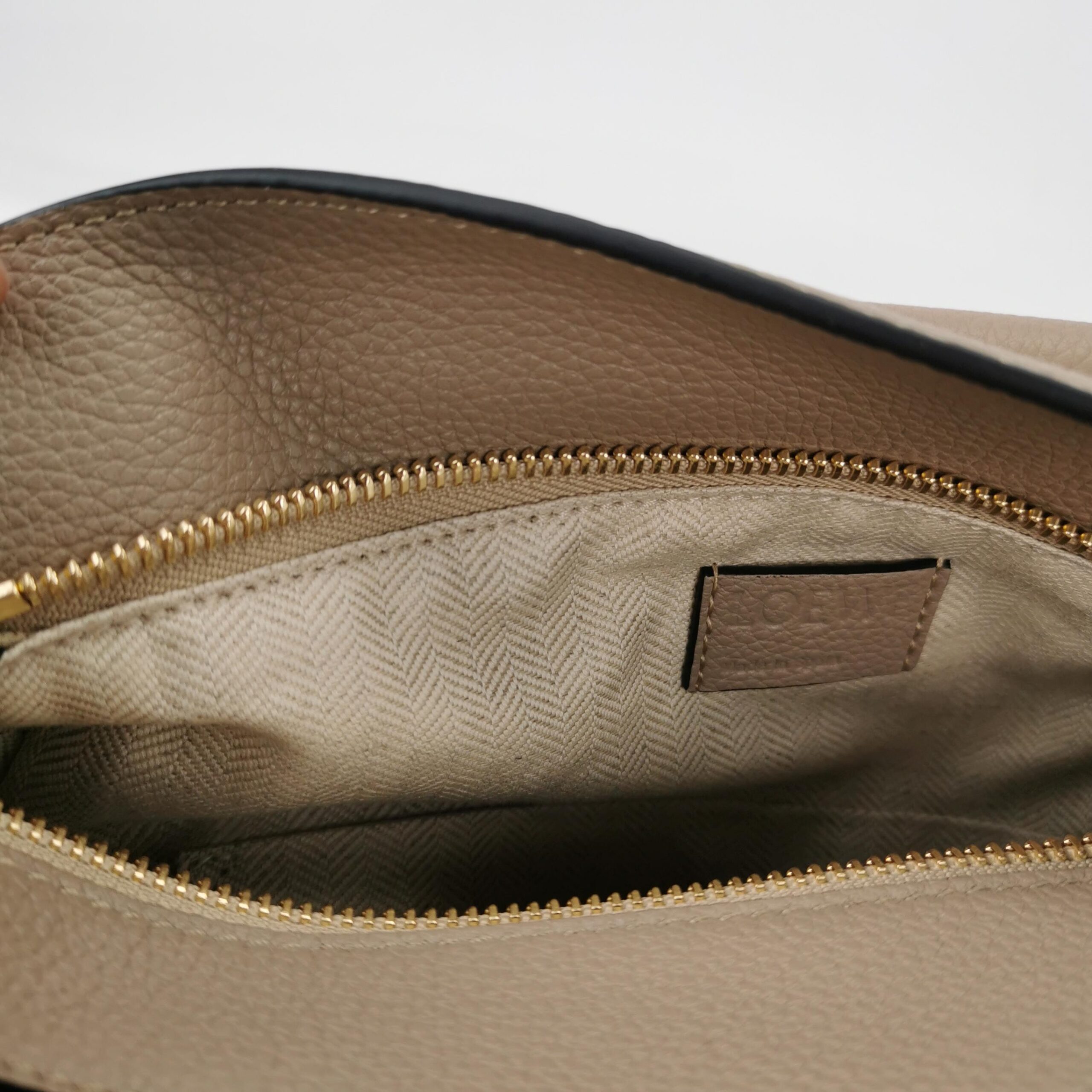 Loewe Taupe Grain Leather Puzzle Small Shoulder Bag with Gold Hardware view 8