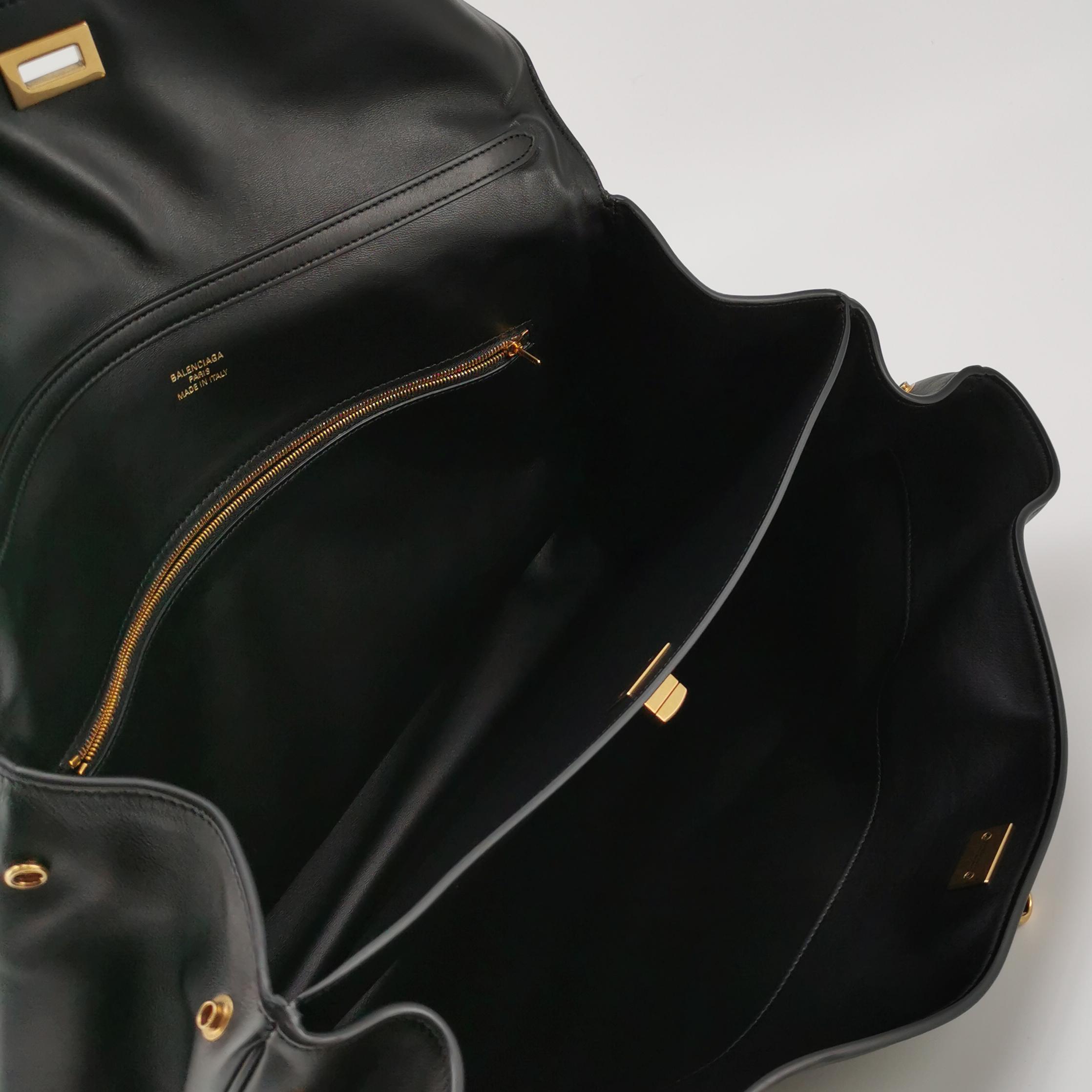 Balenciaga Black Rodeo Medium Shoulder Bag with Gold Hardware view 8