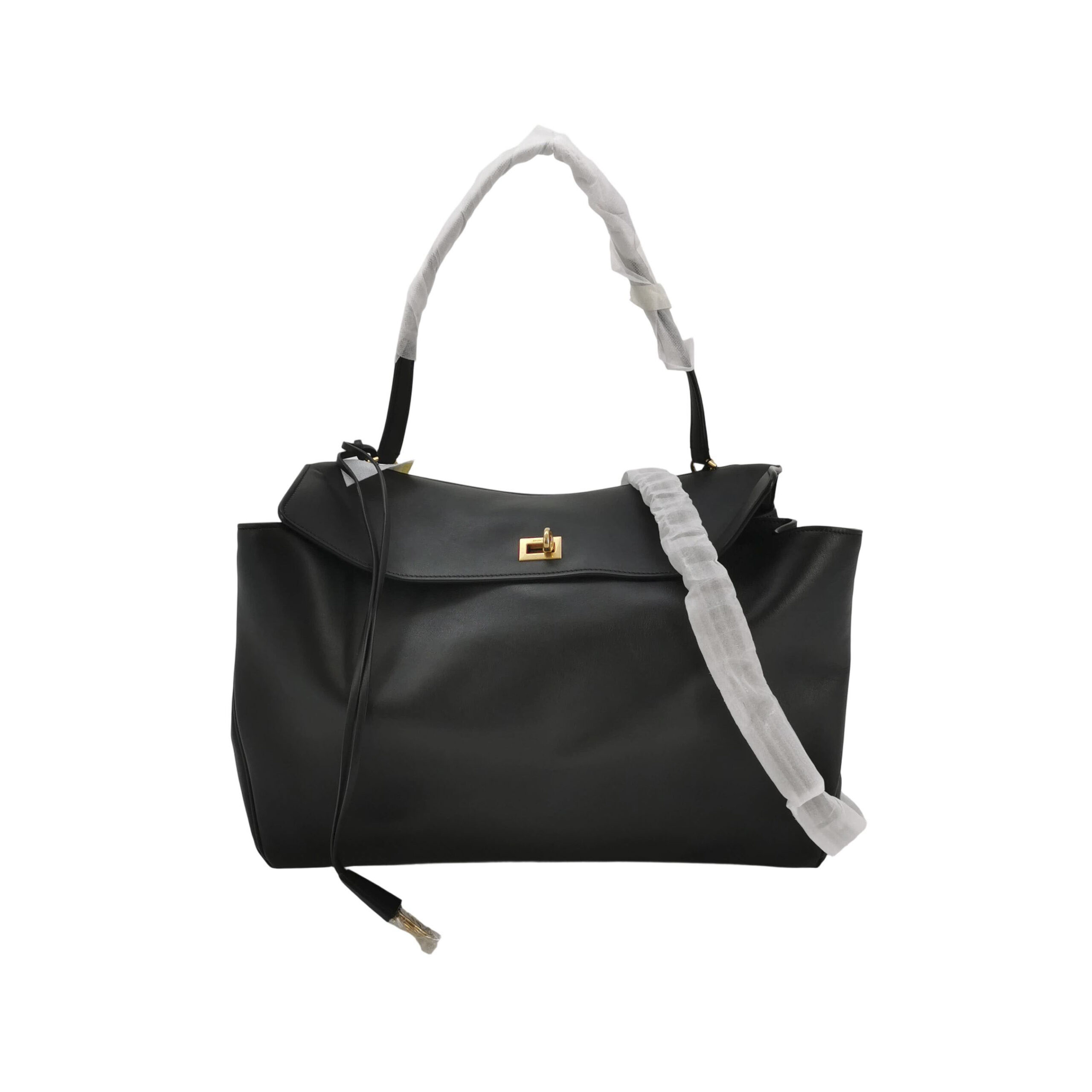 Balenciaga Black Rodeo Medium Shoulder Bag with Gold Hardware