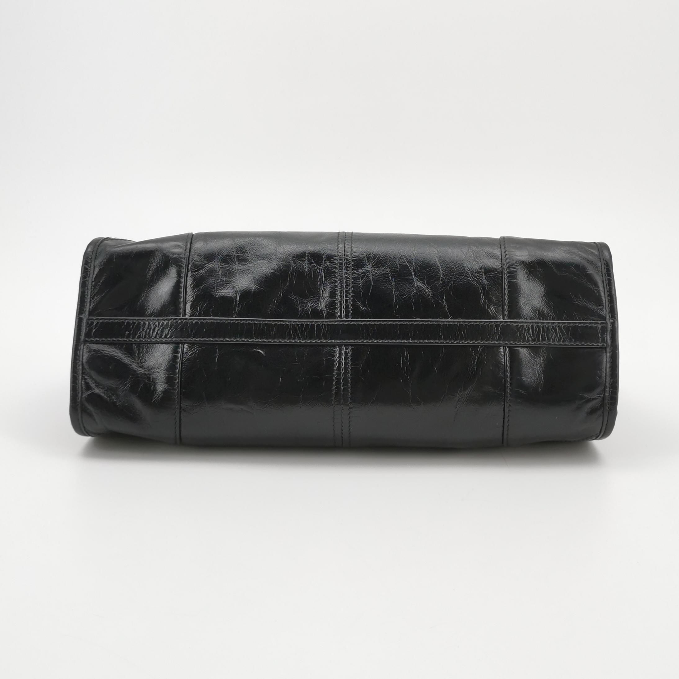 Prada Black Leather Shoulder Bag with Gold Hardware view 6