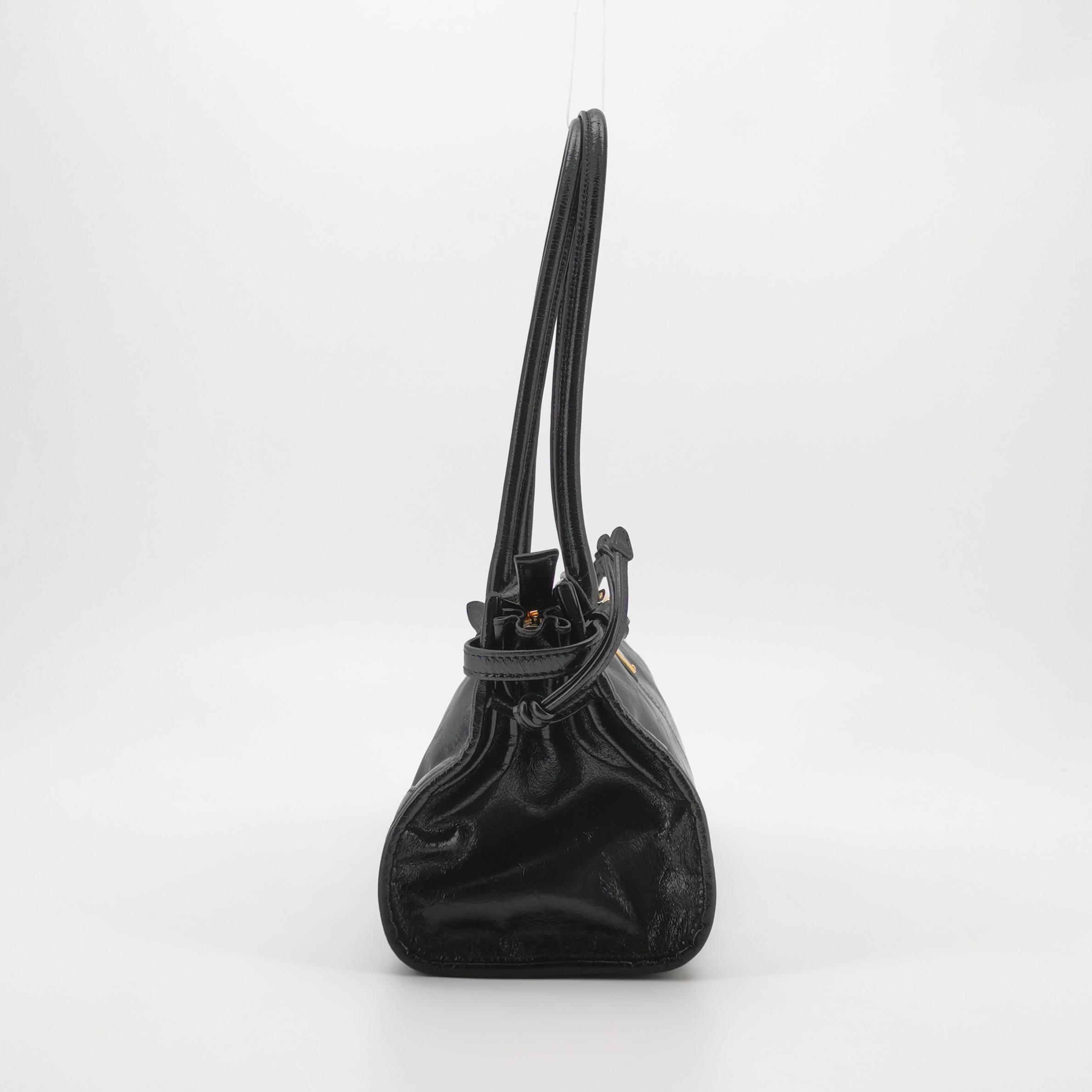 Prada Black Leather Shoulder Bag with Gold Hardware view 5