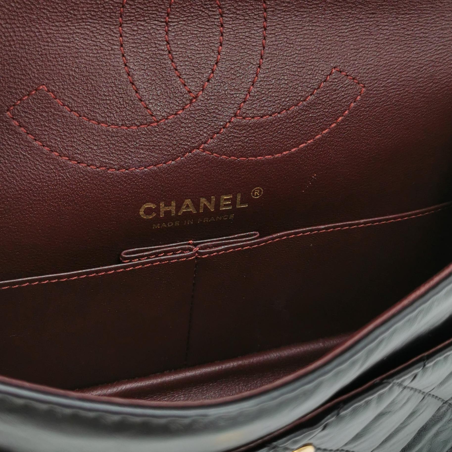 Chanel Classic Medium 2.55 Reissue Flag Bag in Black Calfskin with Gold Hardware view 8