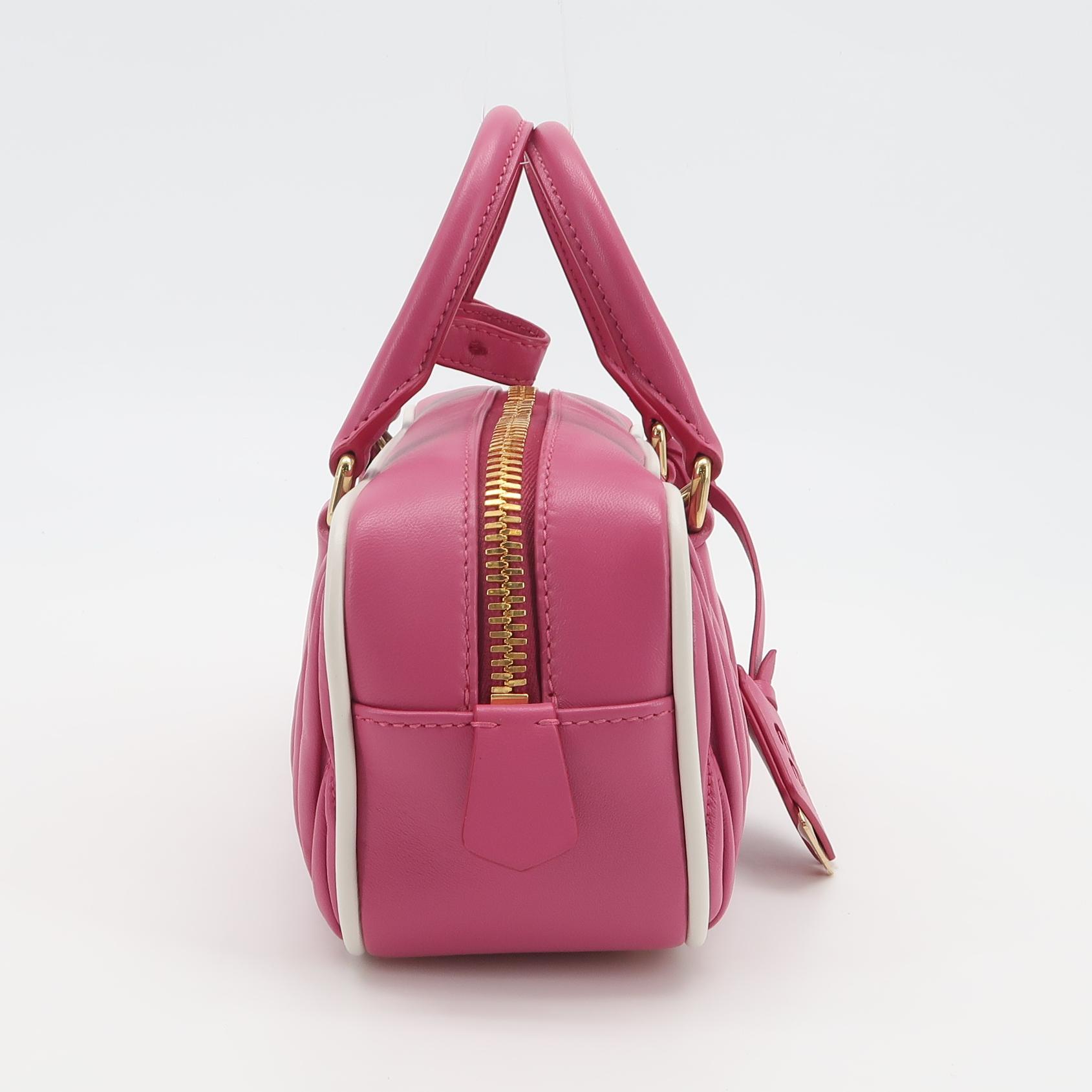 Miu Miu Pink Matelassé Nappa Leather Shoulder Bag with Gold Hardware view 4