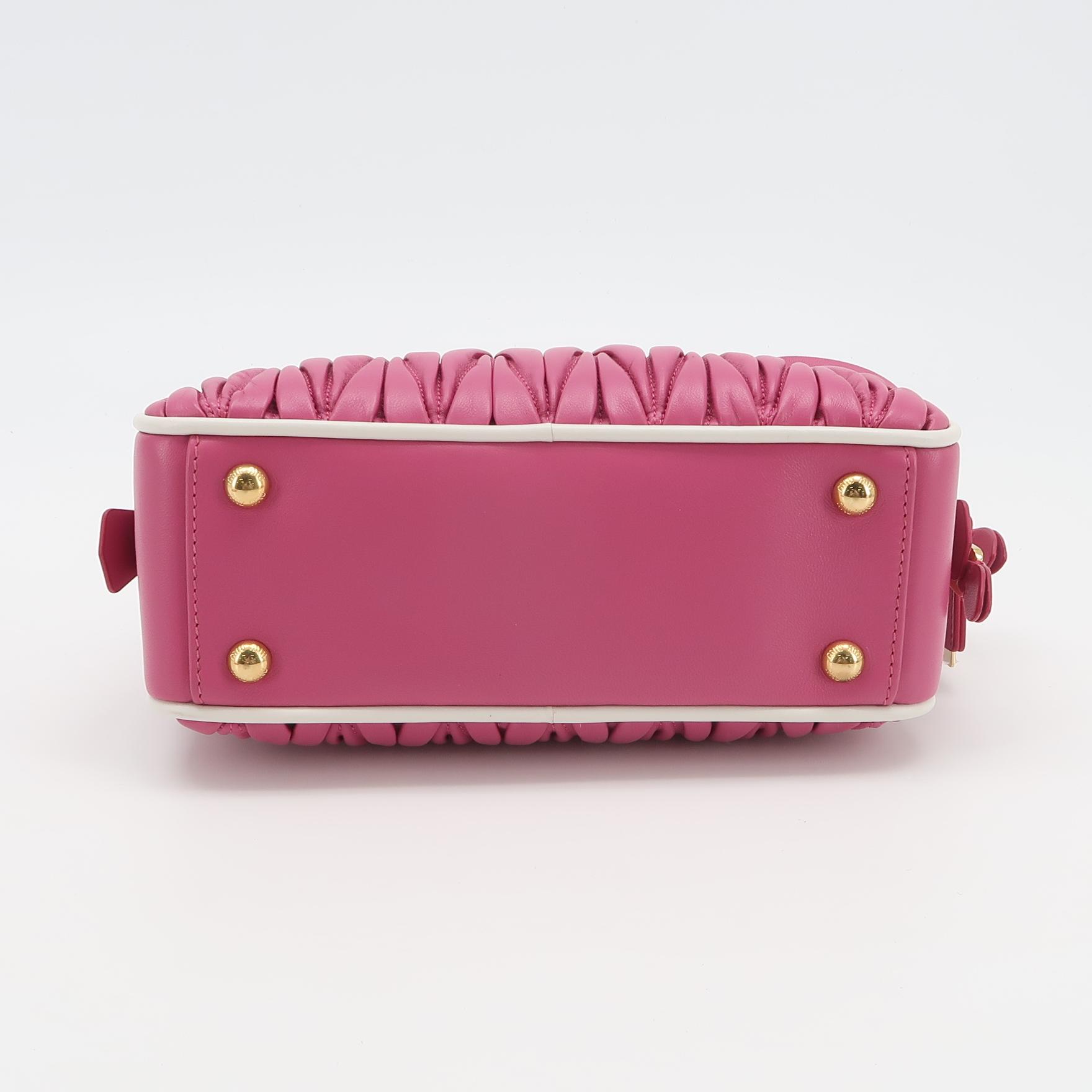 Miu Miu Pink Matelassé Nappa Leather Shoulder Bag with Gold Hardware view 6