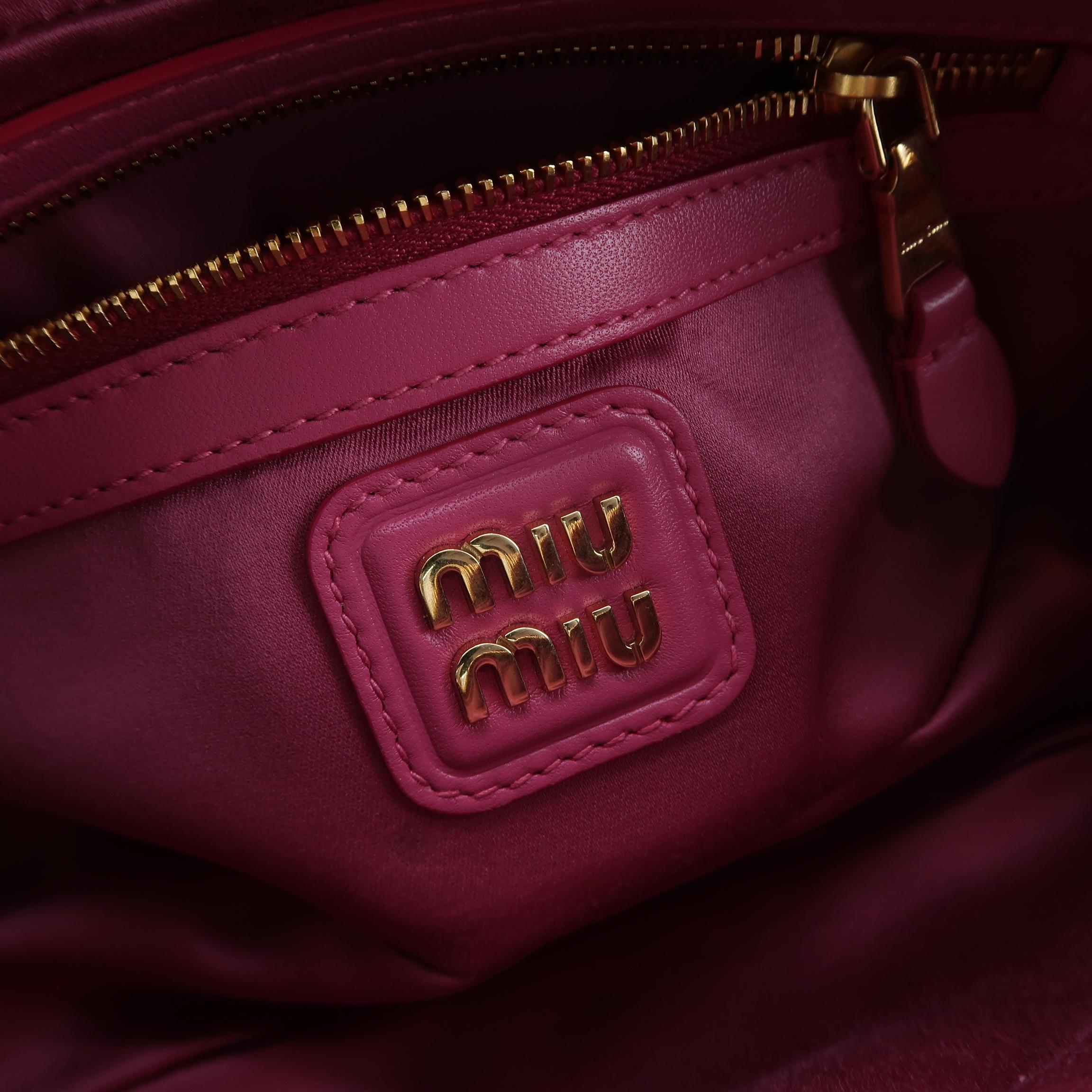 Miu Miu Pink Matelassé Nappa Leather Shoulder Bag with Gold Hardware view 8