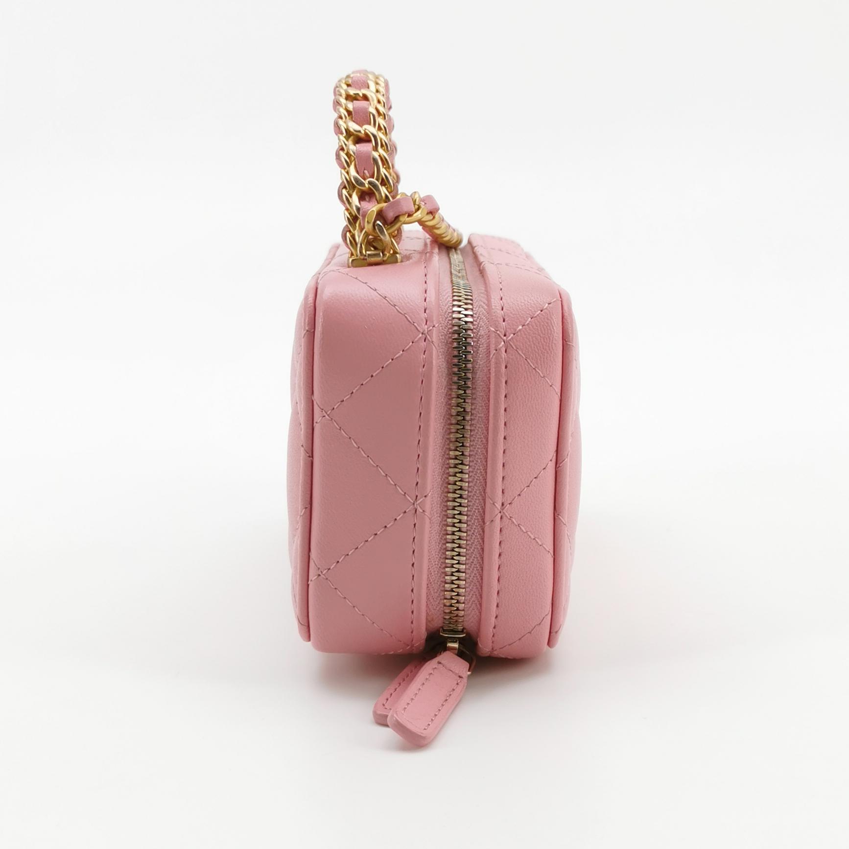 Chanel Pink Caviar Leather Vanity Case with Gold Hardware view 4