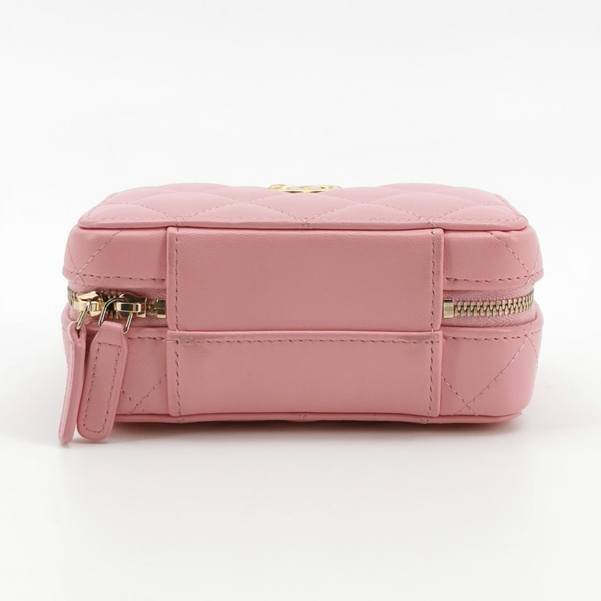 Chanel Pink Caviar Leather Vanity Case with Gold Hardware view 6