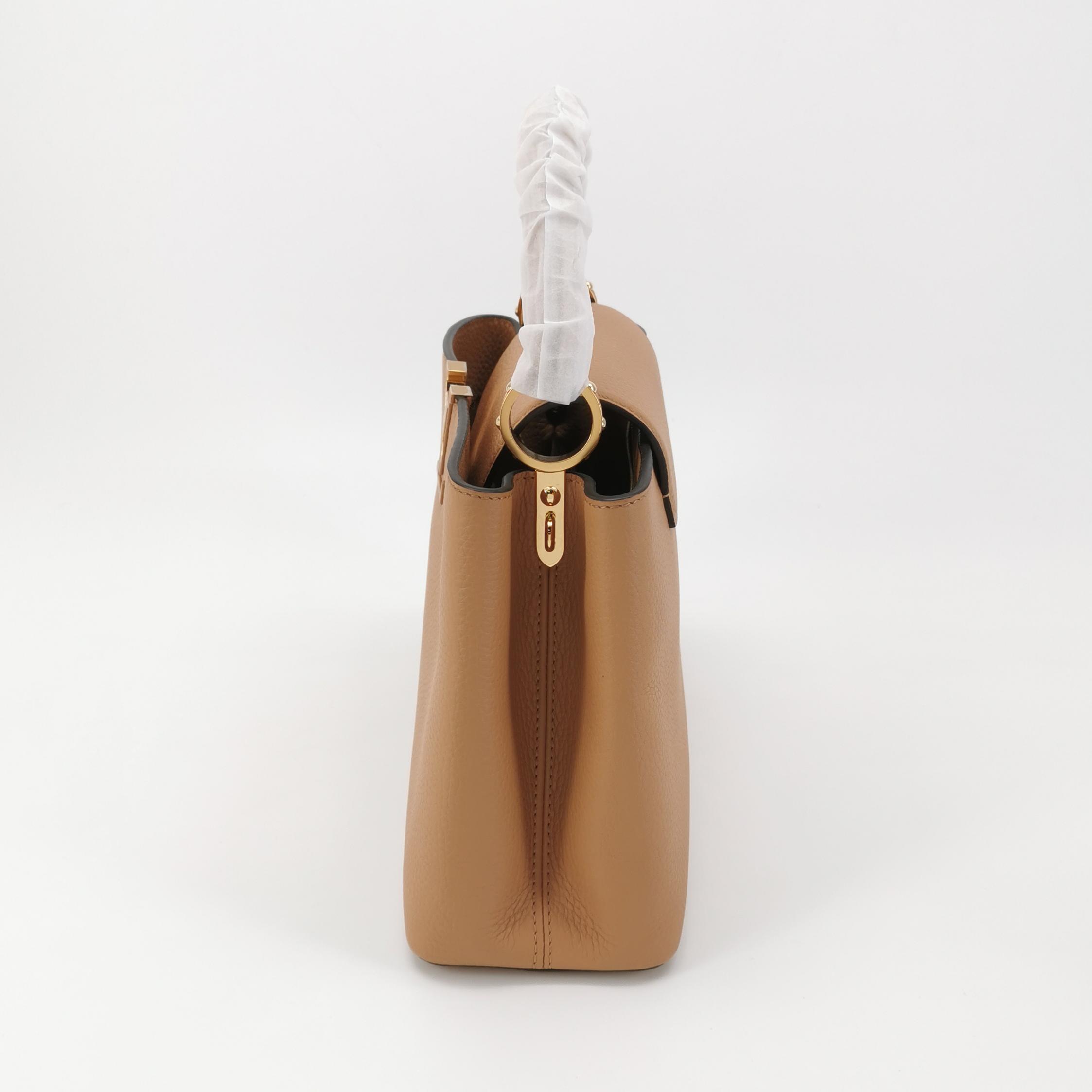 Louis Vuitton Capucines MM in Brown Taurillon Leather with Gold Hardware view 3