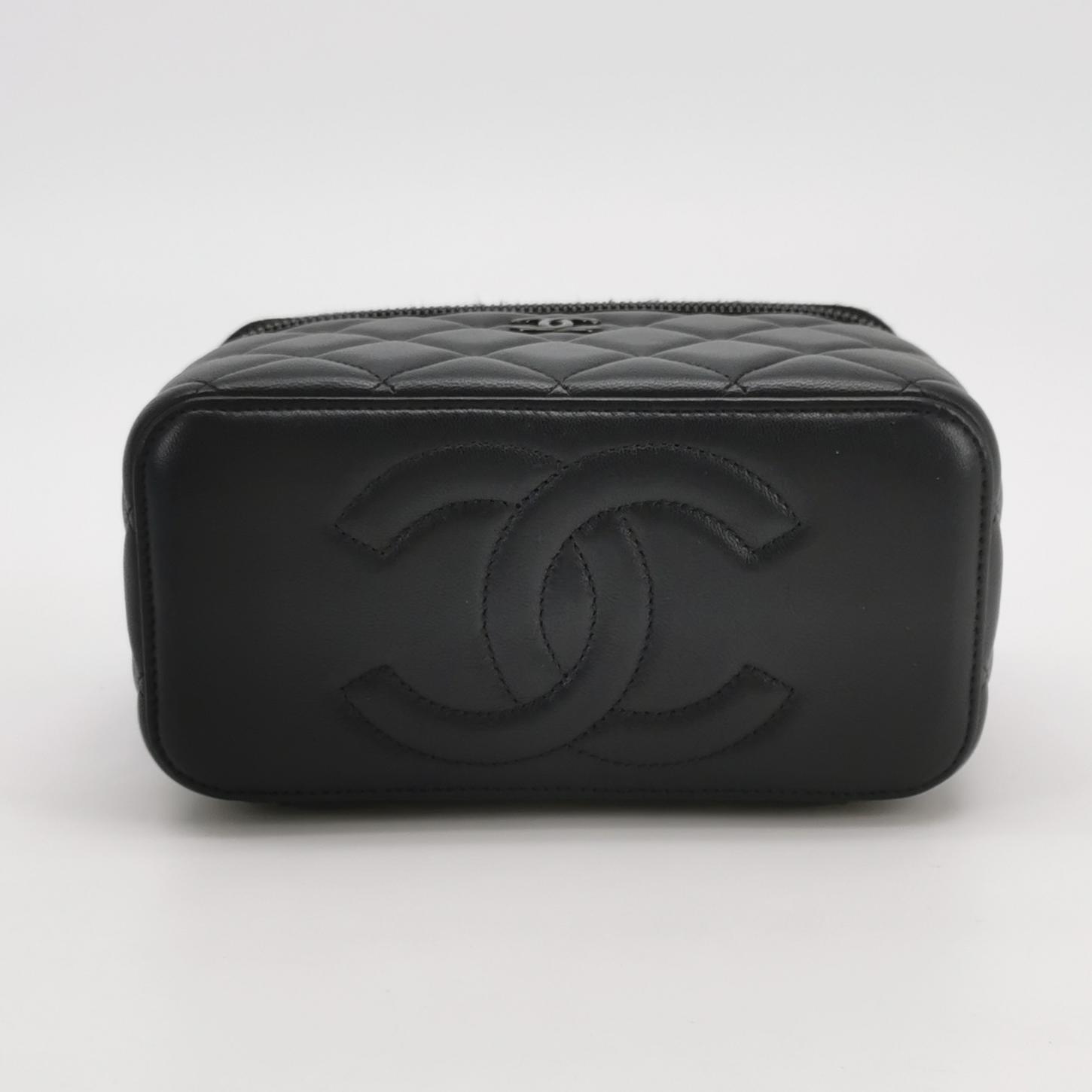 Chanel Black Quilted Lambskin Vanity Case Mini Shoulder Bag with Black Hardware Brand view 6