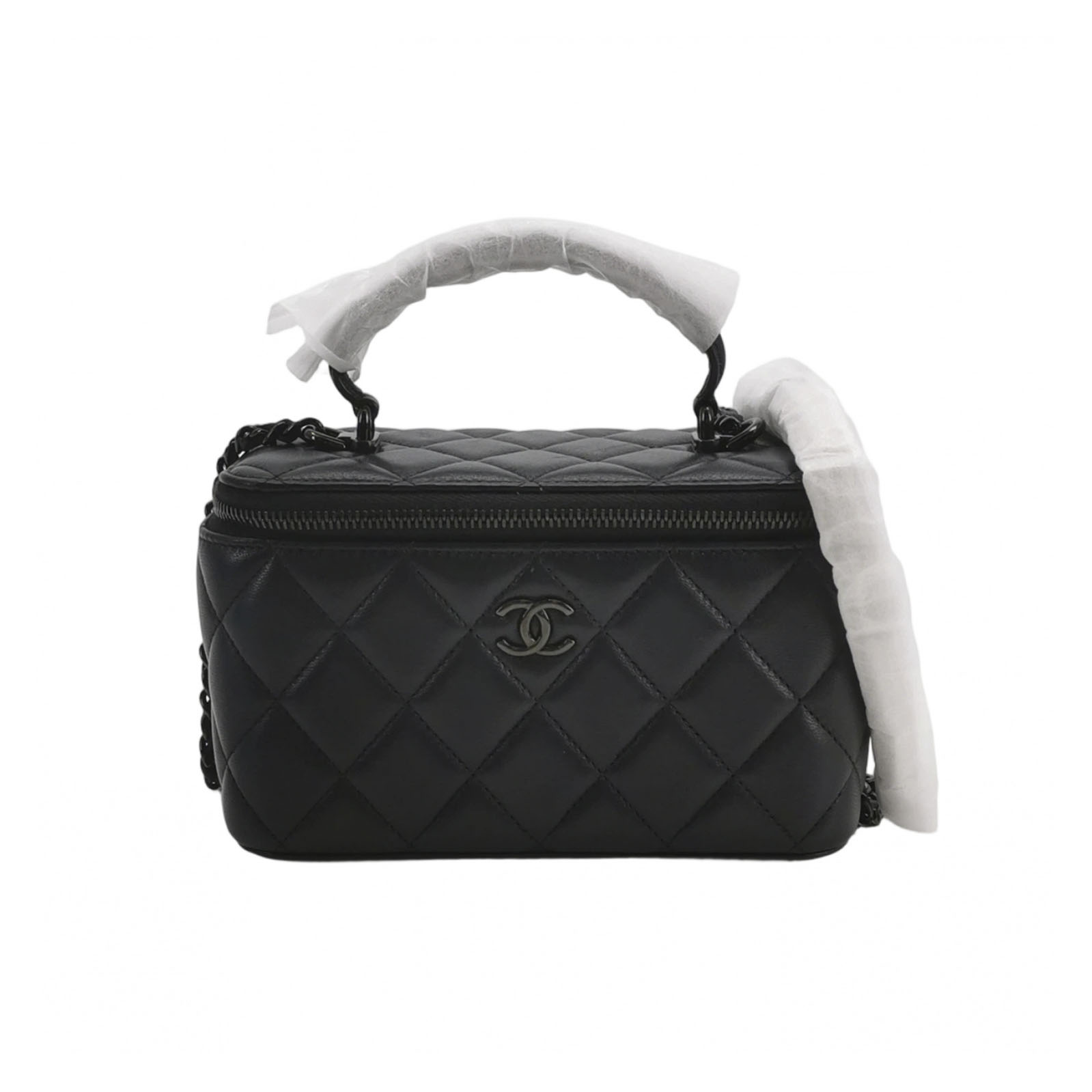 Chanel Black Quilted Lambskin Vanity Case Mini Shoulder Bag with Black Hardware Brand