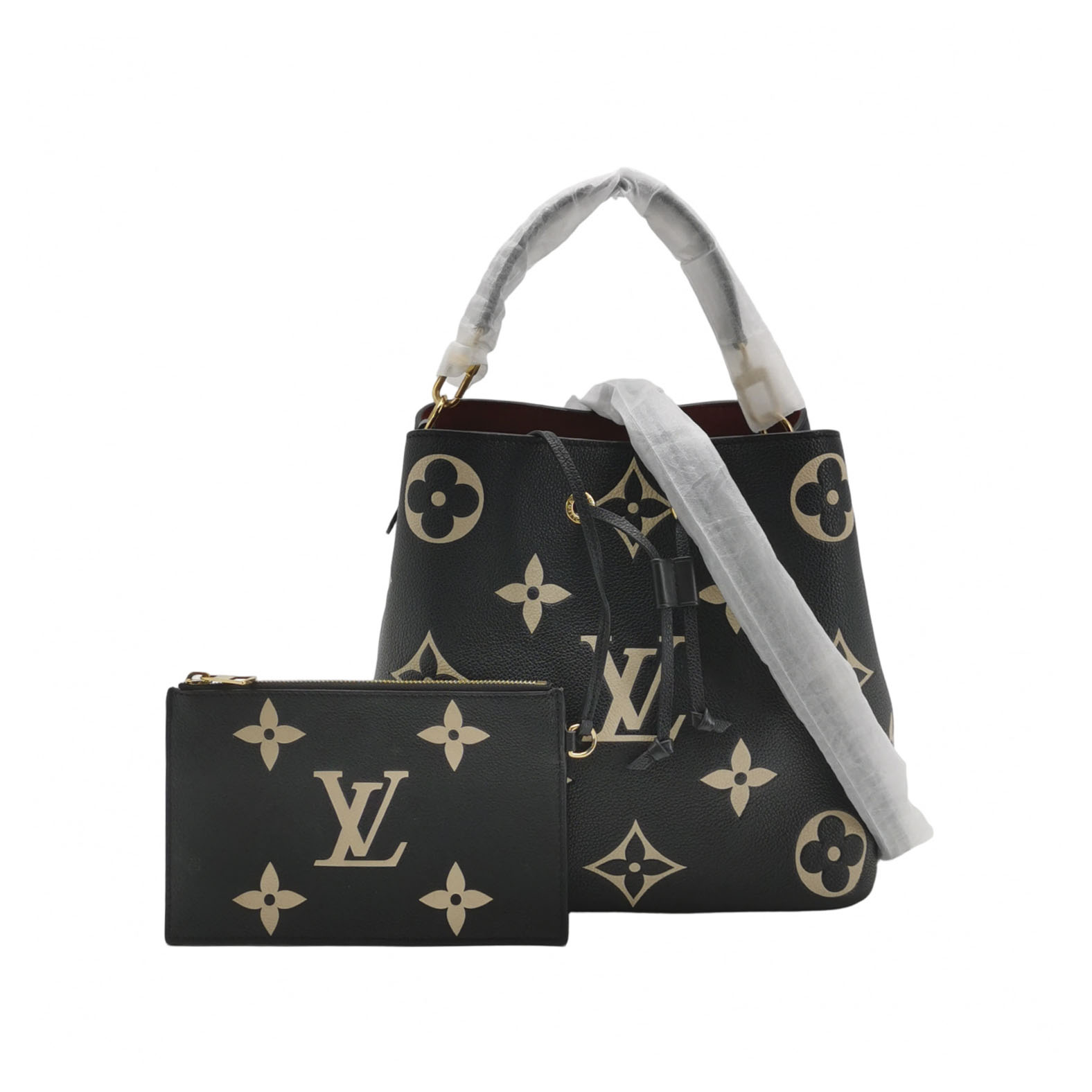 Louis Vuitton NÉONOÉ MM in Black Monogram Empreinte Leather with Matching Giant Monogram Pouch