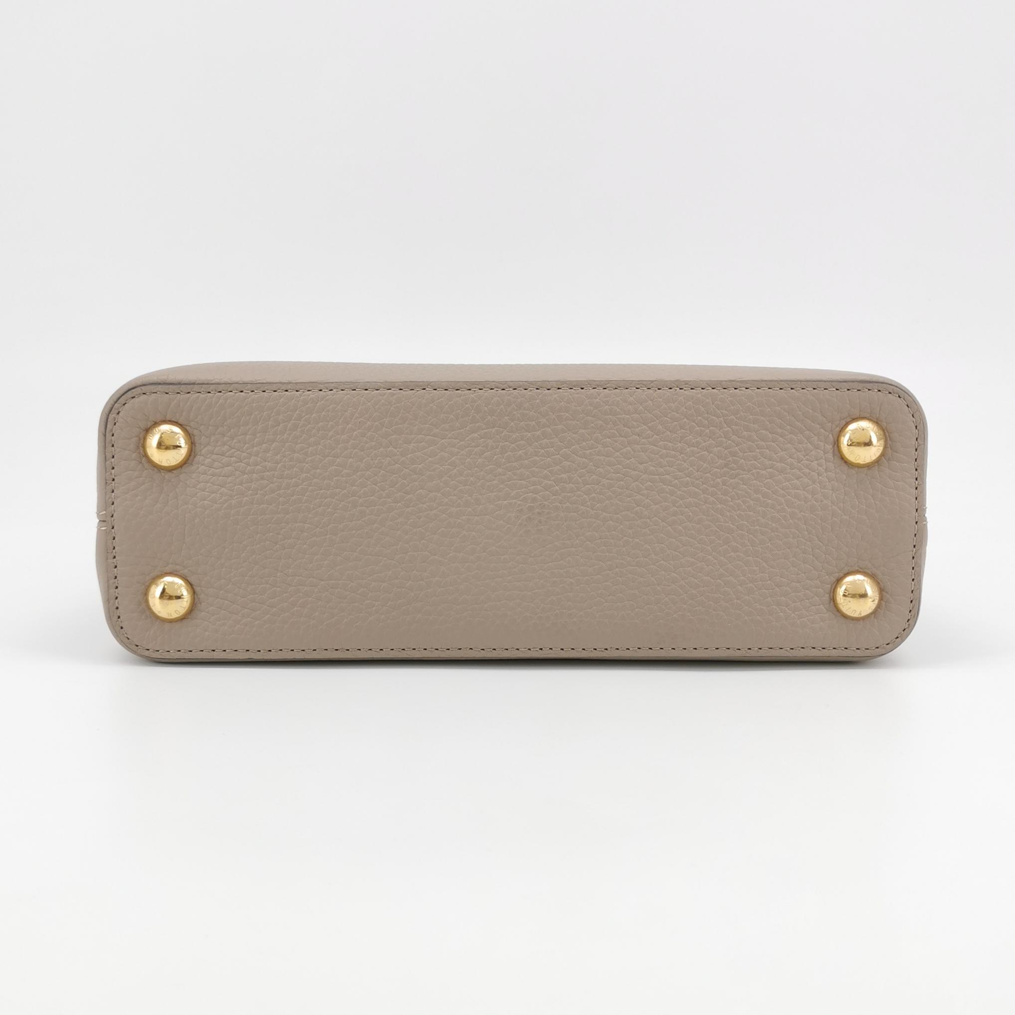 Louis Vuitton Capucines BB in Light Gray Taurillon Leather with Snakeskin Accents view 5