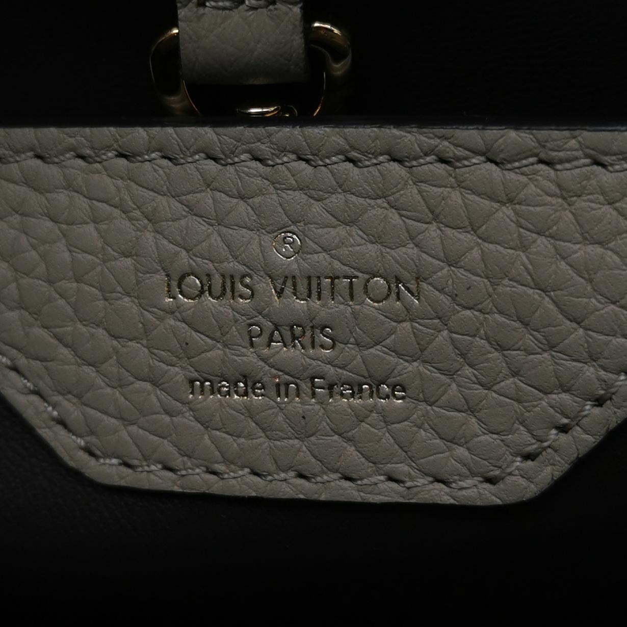 Louis Vuitton Capucines BB in Light Gray Taurillon Leather with Snakeskin Accents view 6