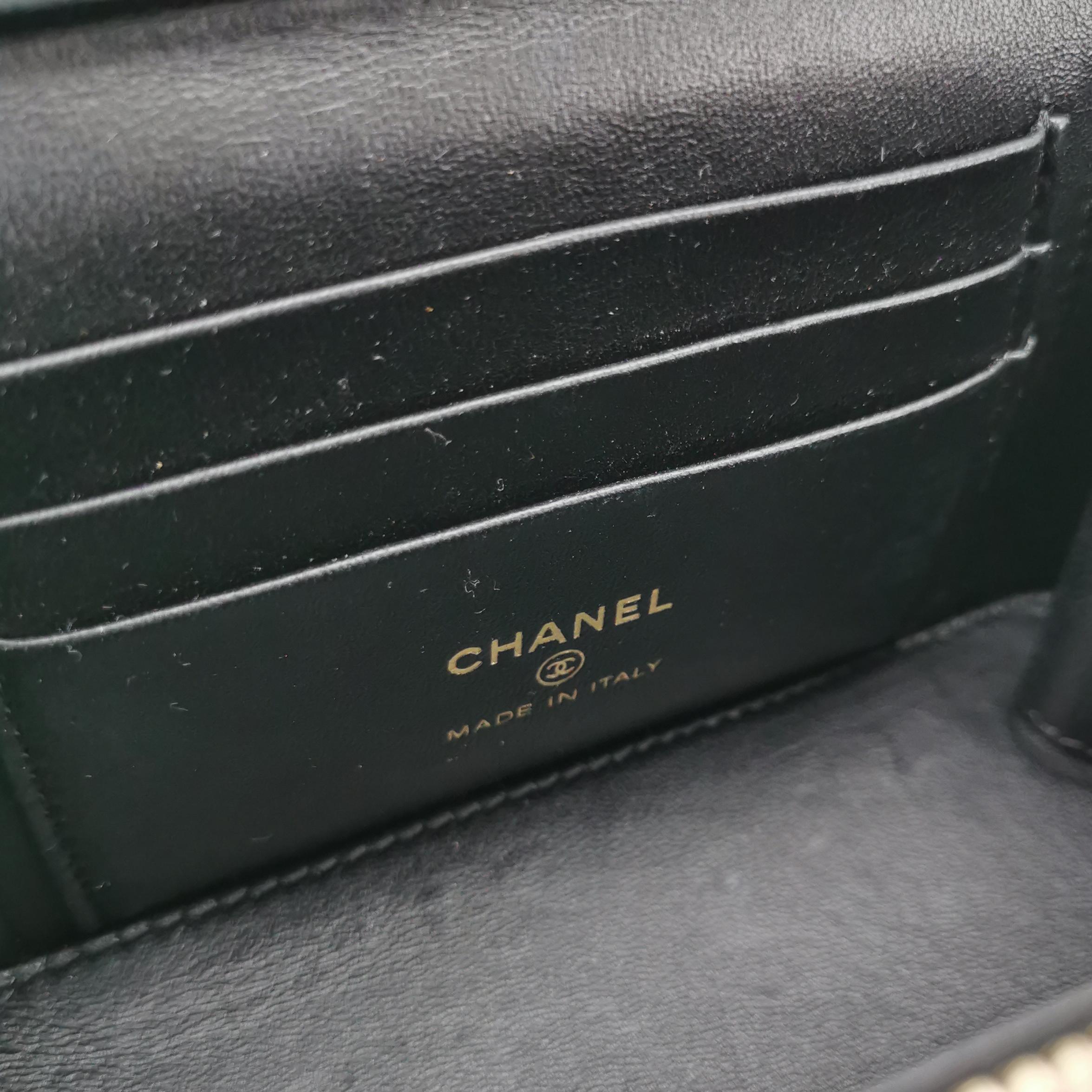 Chanel Black Quilted Leather Vanity Case Mini Shoulder Bag with Gold Hardware view 6