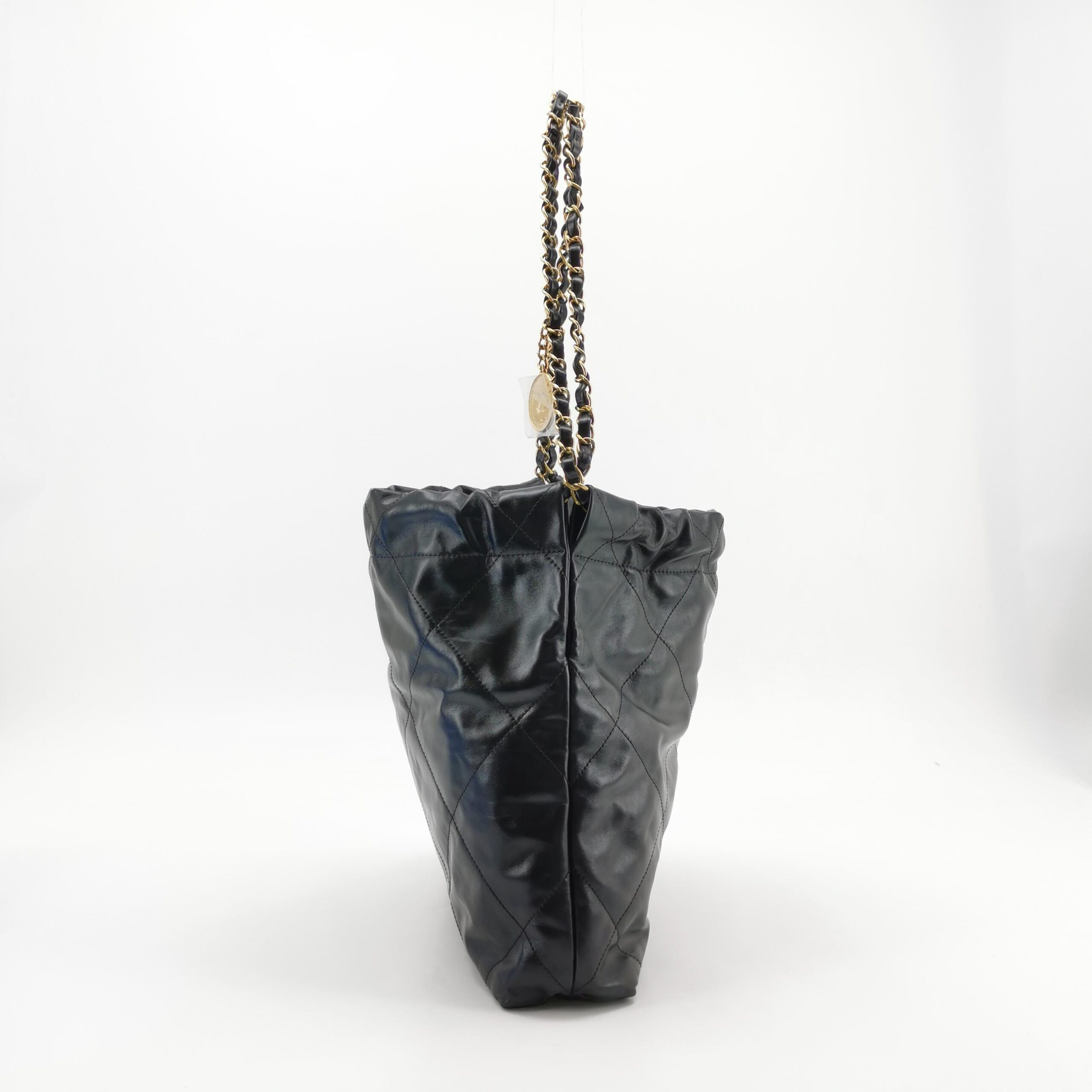 Chanel Small 22 Bag in Black Oiled Calfskin with Gold Hardware view 3