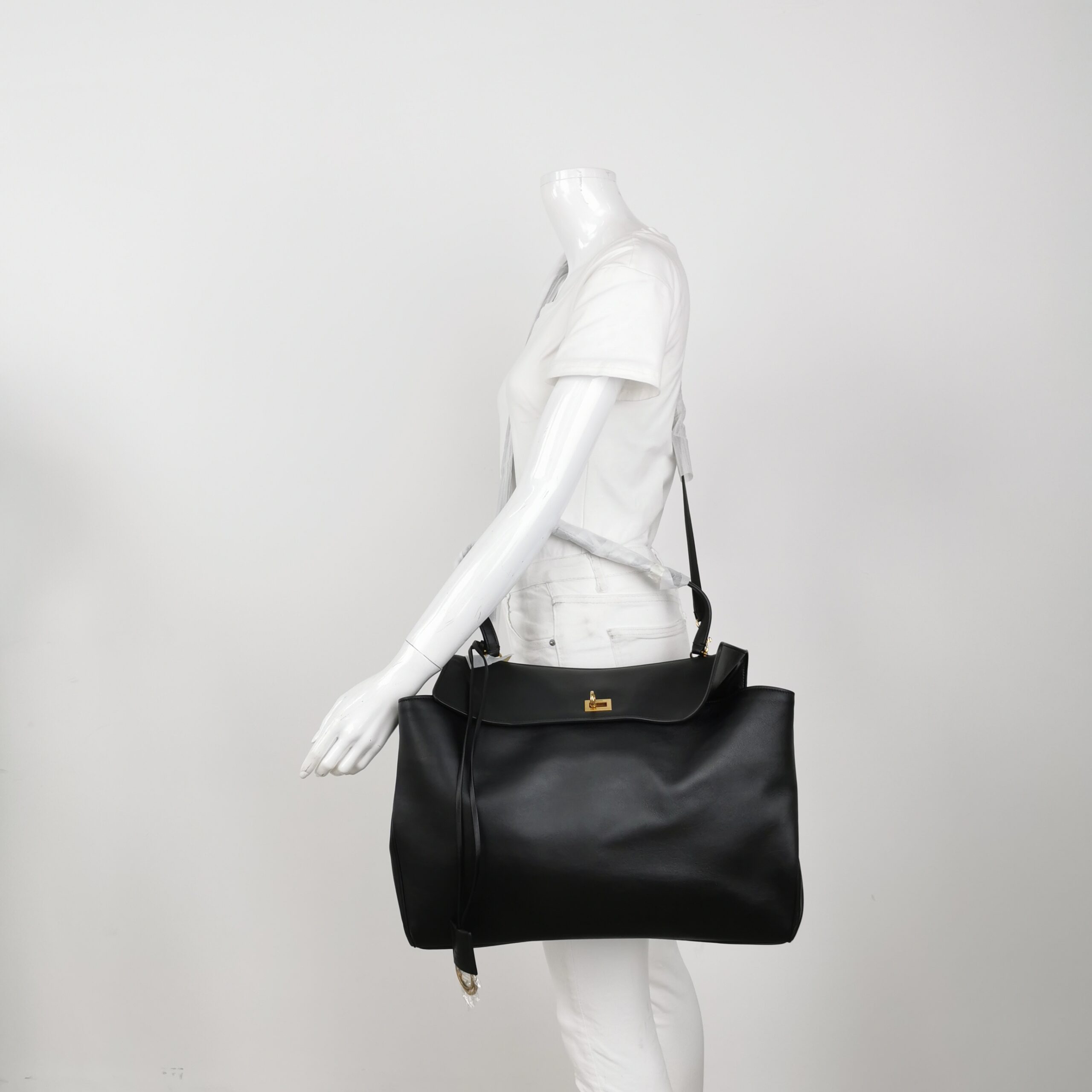 Balenciaga Black Rodeo Medium Shoulder Bag with Gold Hardware view 2